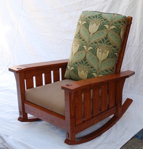 Gustav Stickley Inspired Large Slant Arm Reclining Morris Rocker